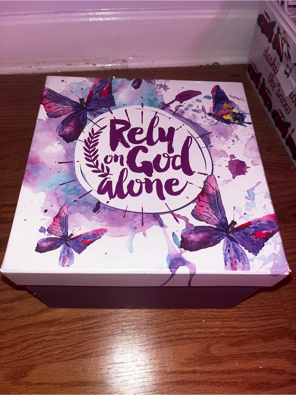 Rely on God Alone Butterfly Keepsake Box - Purple Accents